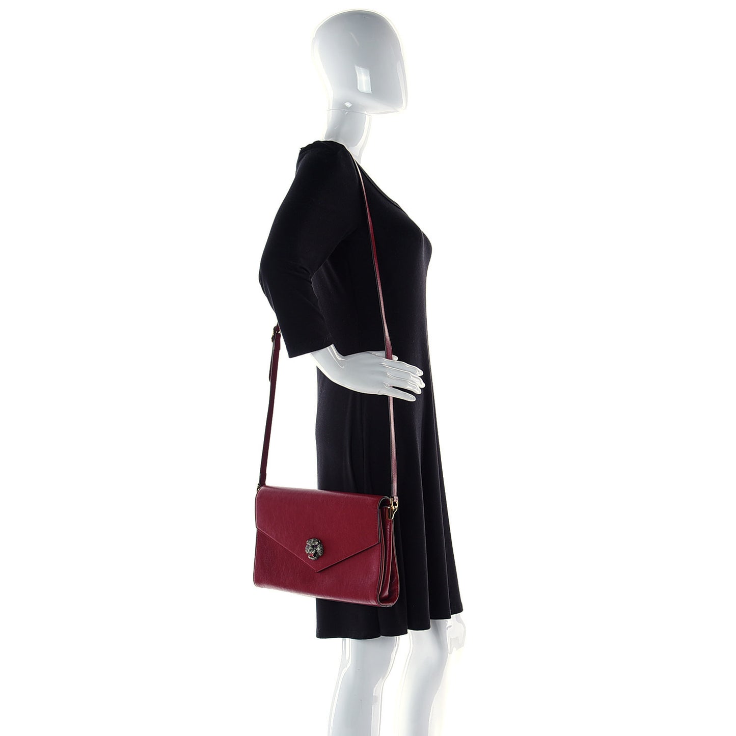 Calfskin Animalier Medium Shoulder Bag Cerise