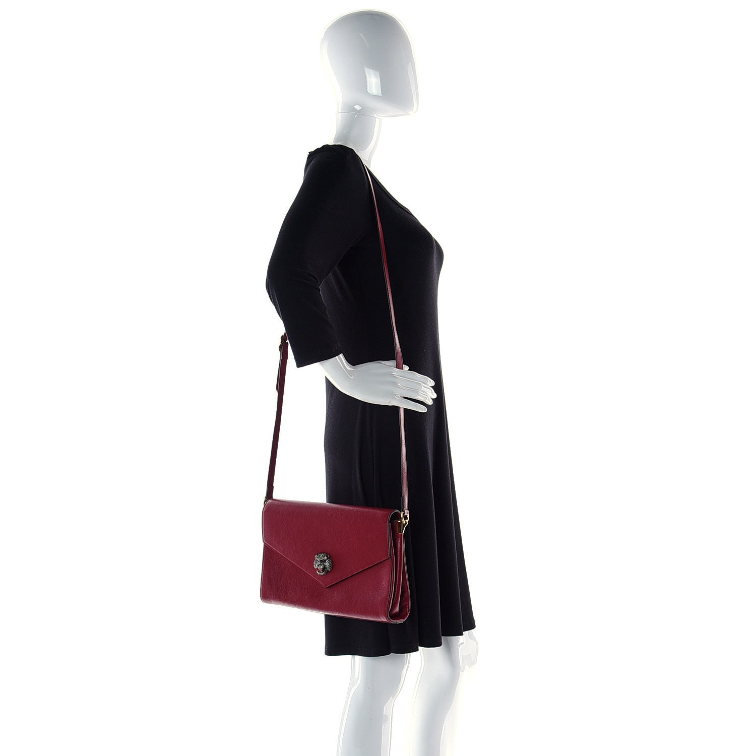 Gucci Calfskin Animalier Medium Shoulder Bag Cerise 3 of 7