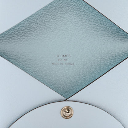 Hermes Swift Printed Cowboy Calvi Card Case Bleu Brume 6 of 8
