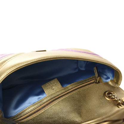 Gucci Metallic Calfskin Matelasse Small GG Marmont Shoulder Bag Gold Pink 5 of 10