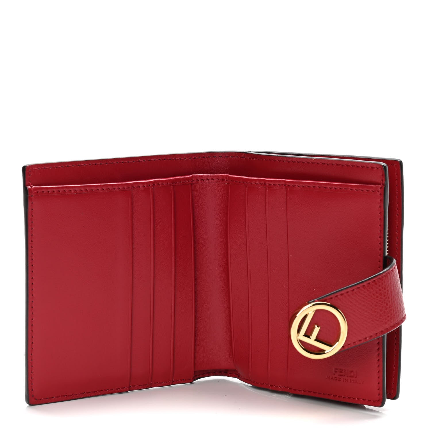 Fendi Vitello Cruise F is Fendi Bi-Color FF 1974 Embossed Compact Wallet Maya Black Fragola 4 of 9