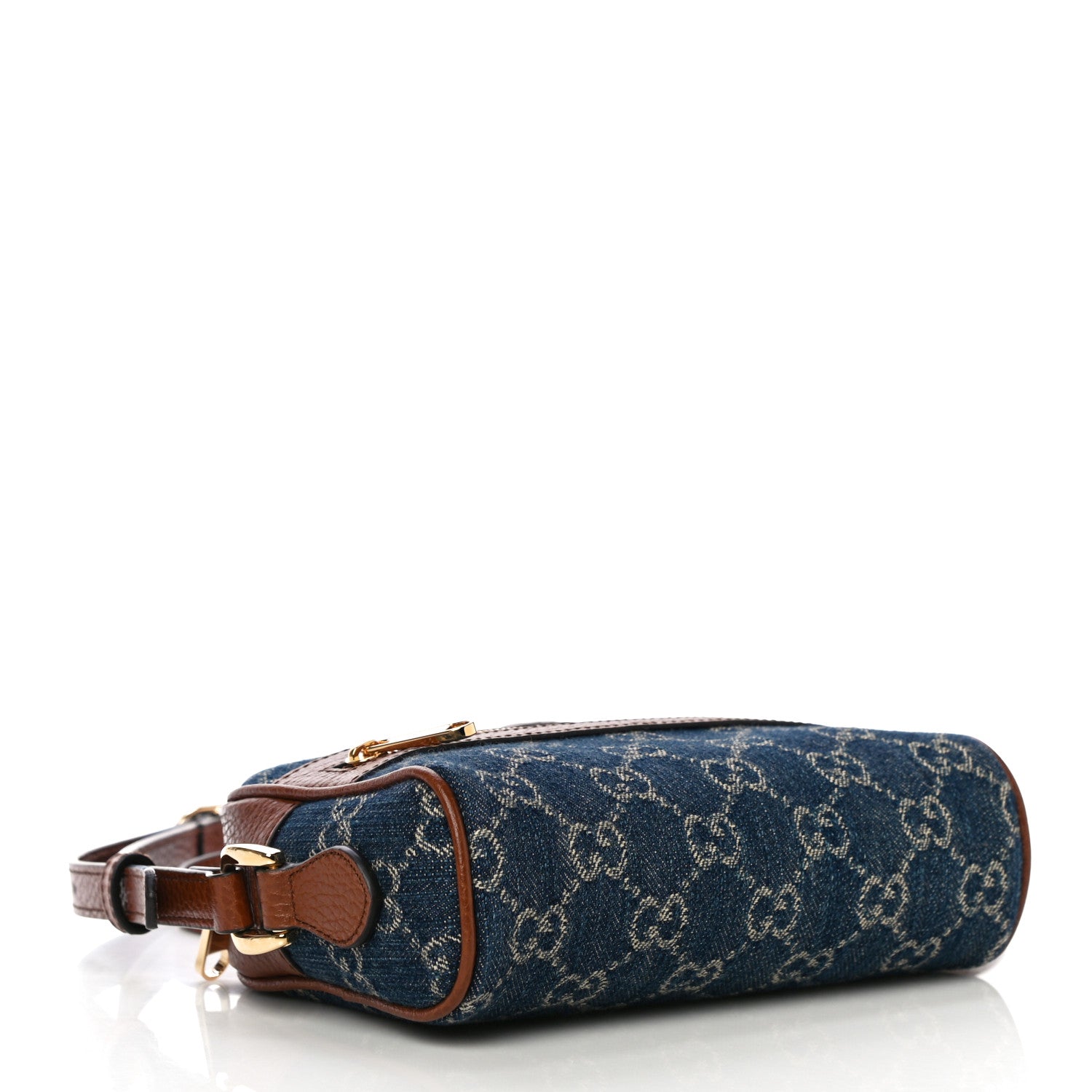 Gucci New Denim GG Monogram Dollar Calfskin Mini Ophidia Shoulder Bag Blue Tea Cuir Epilog 4 of 11
