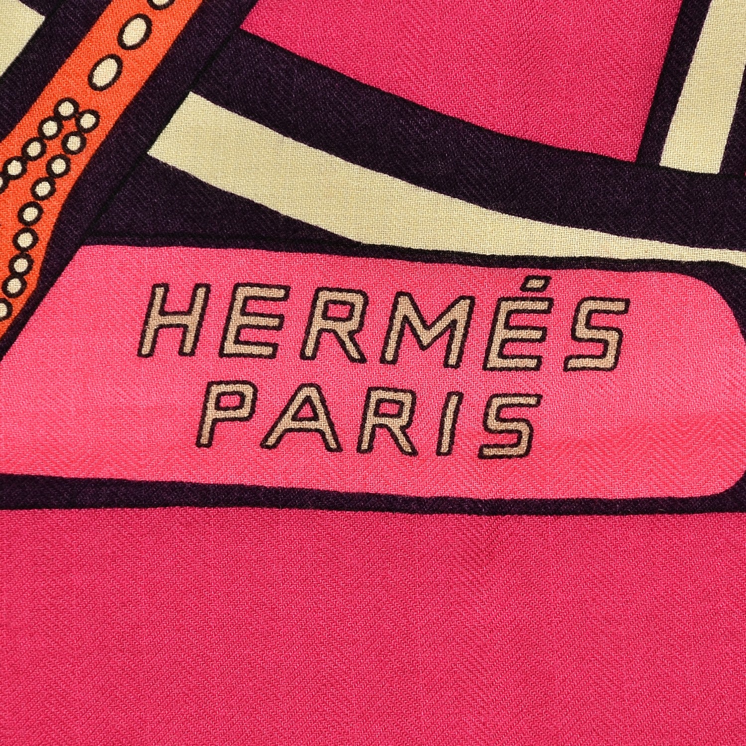 Hermes Cashmere Silk Balade En Berline Shawl 140 Fuchsia Orange Rose Pale 2 of 7