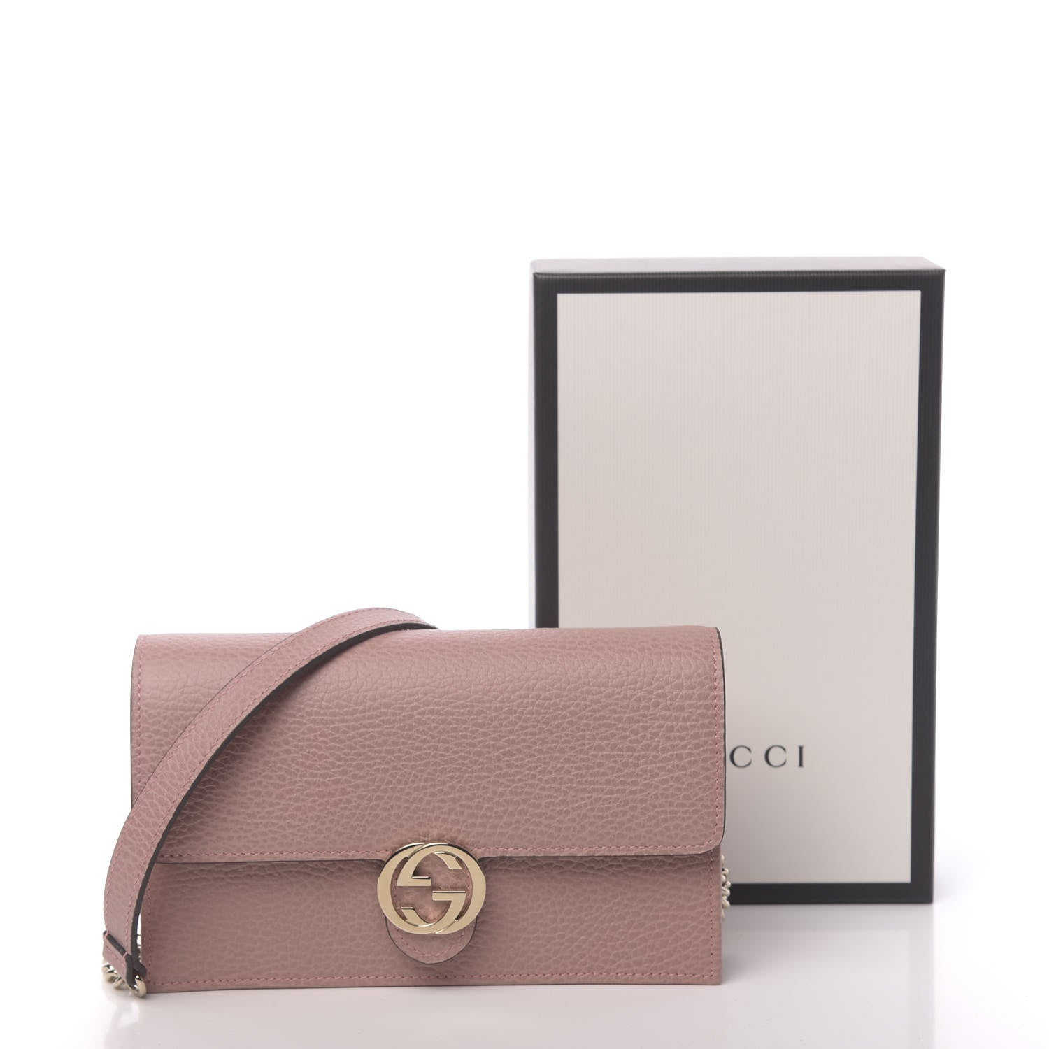 Gucci Dollar Calfskin Interlocking G Chain Wallet Soft Pink 10 of 10