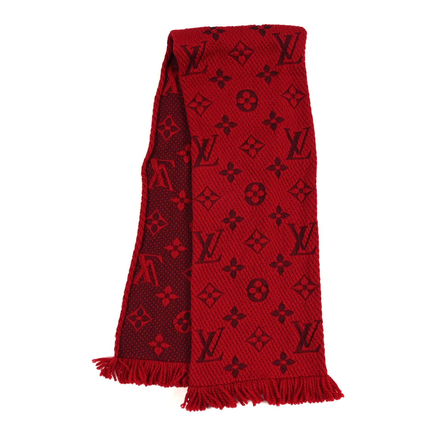 Wool Silk Logomania Scarf Rubis