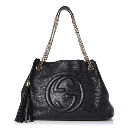 Gucci Pebbled Calfskin Medium Soho Chain Shoulder Bag Black 1 of 7