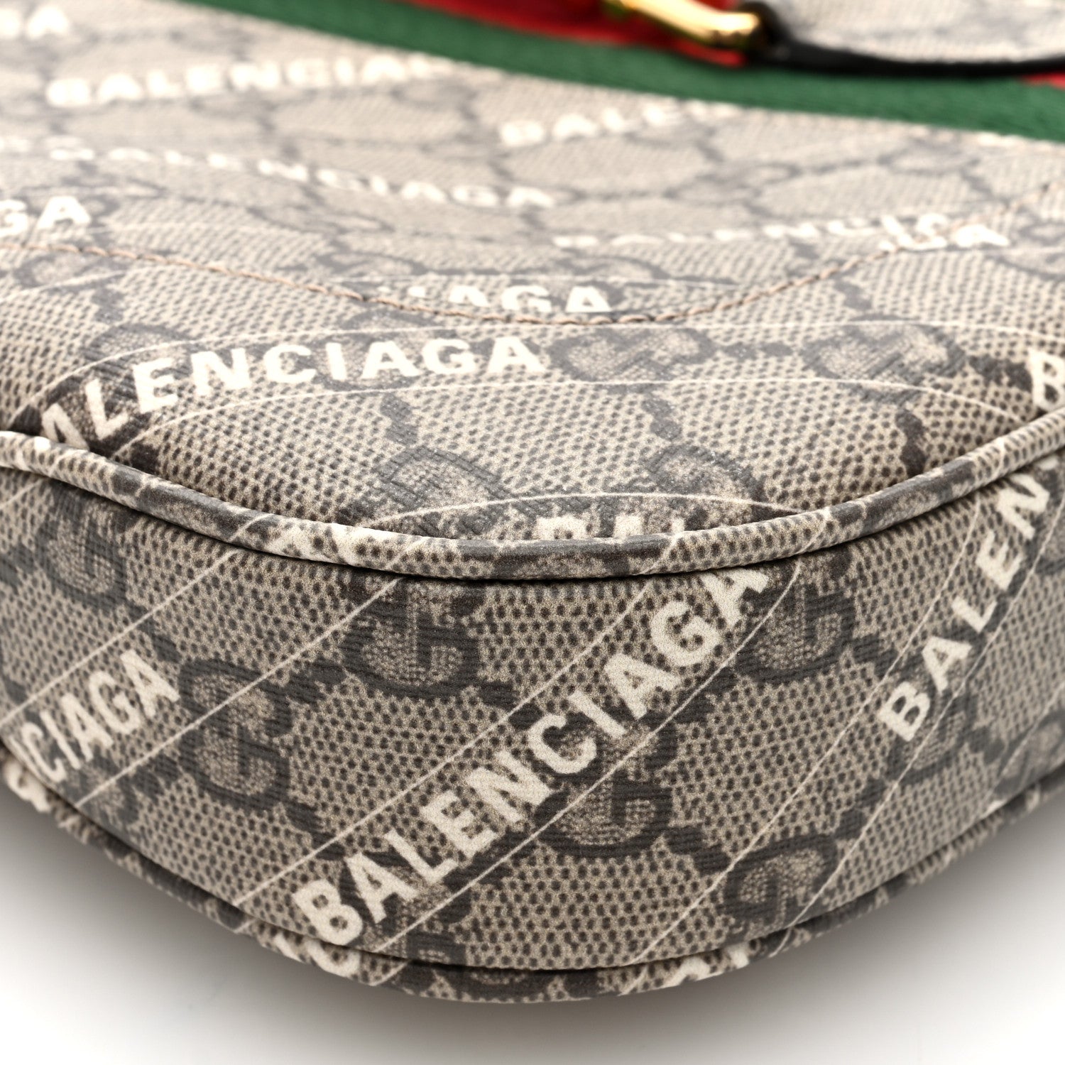 Gucci X BALENCIAGA GG Supreme Monogram Striped Logo Print Web Small Jackie 1961 Hobo Beige Ebony Mystic White 9 of 10