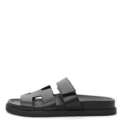Hermes Calfskin Womens Chypre Sandals 36 Black 1 of 9
