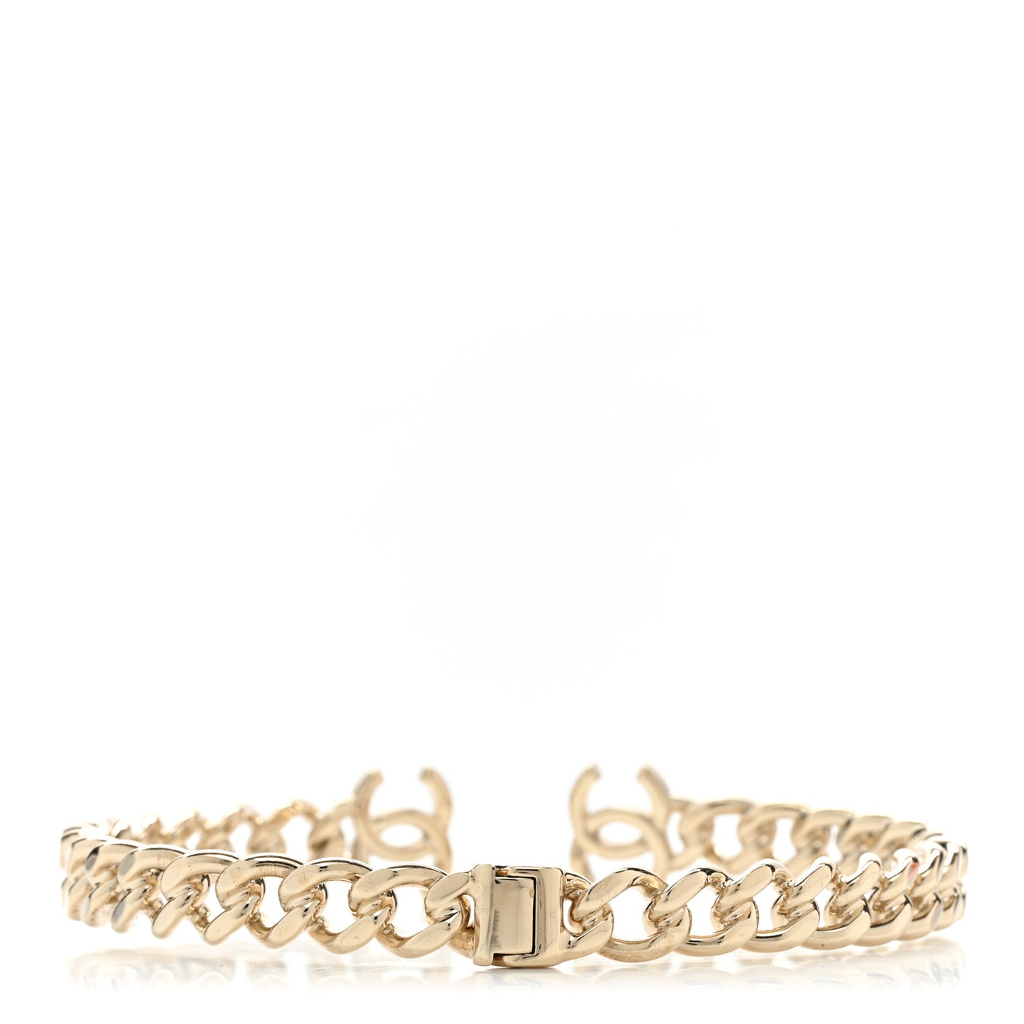 Metal CC Chain Link Choker Necklace L Gold