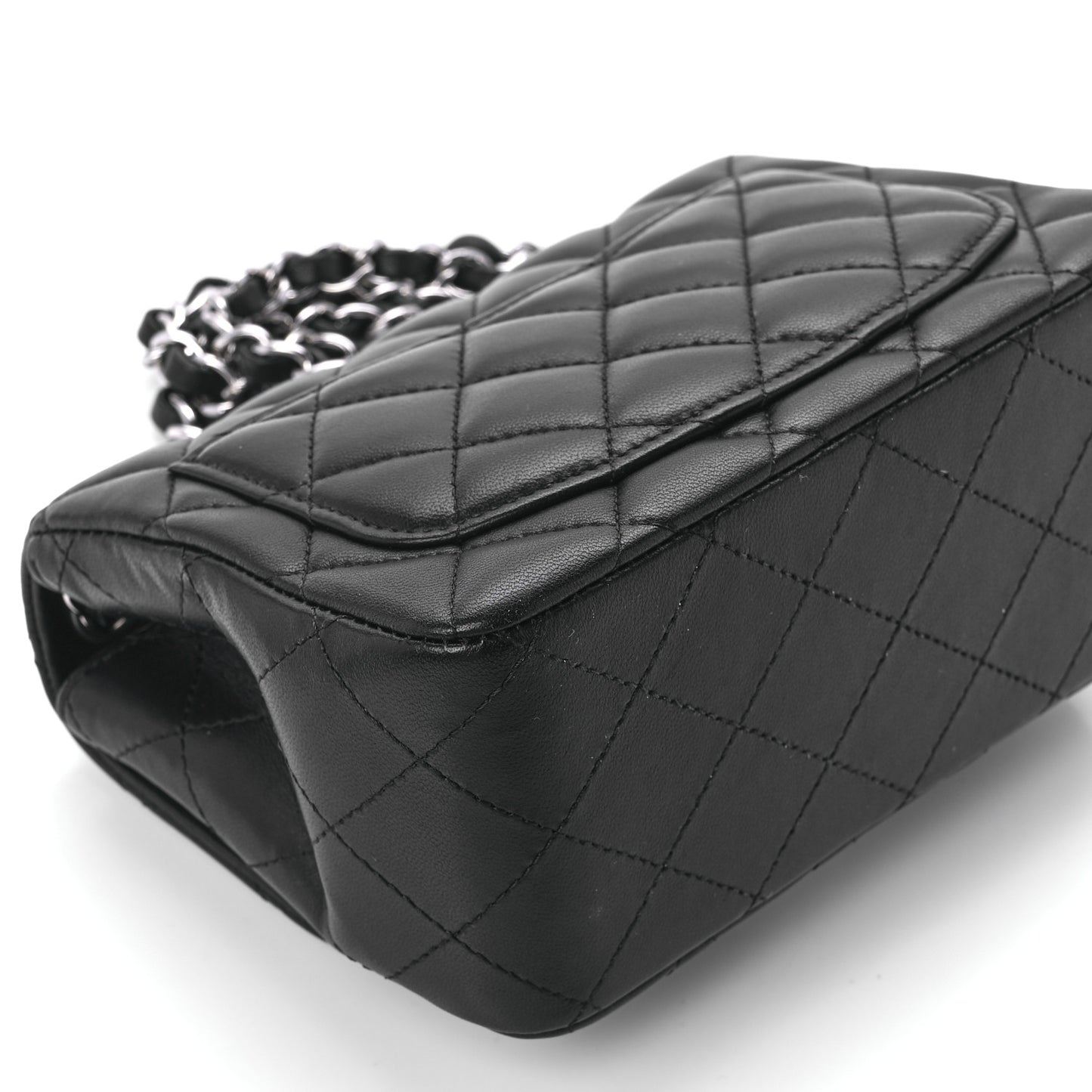 Lambskin Quilted Mini Square Flap Black