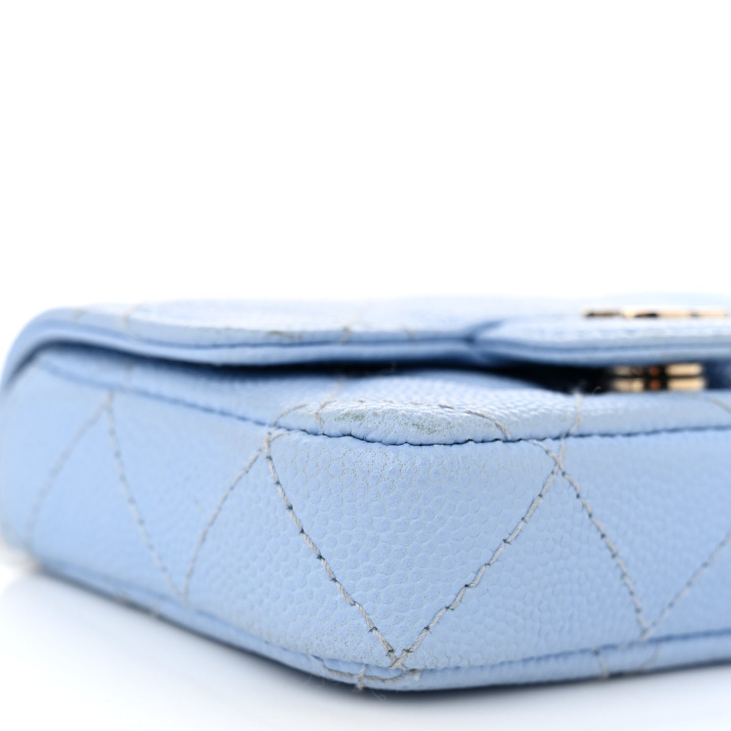 Caviar Quilted Mini Chain Belt Bag Light Blue