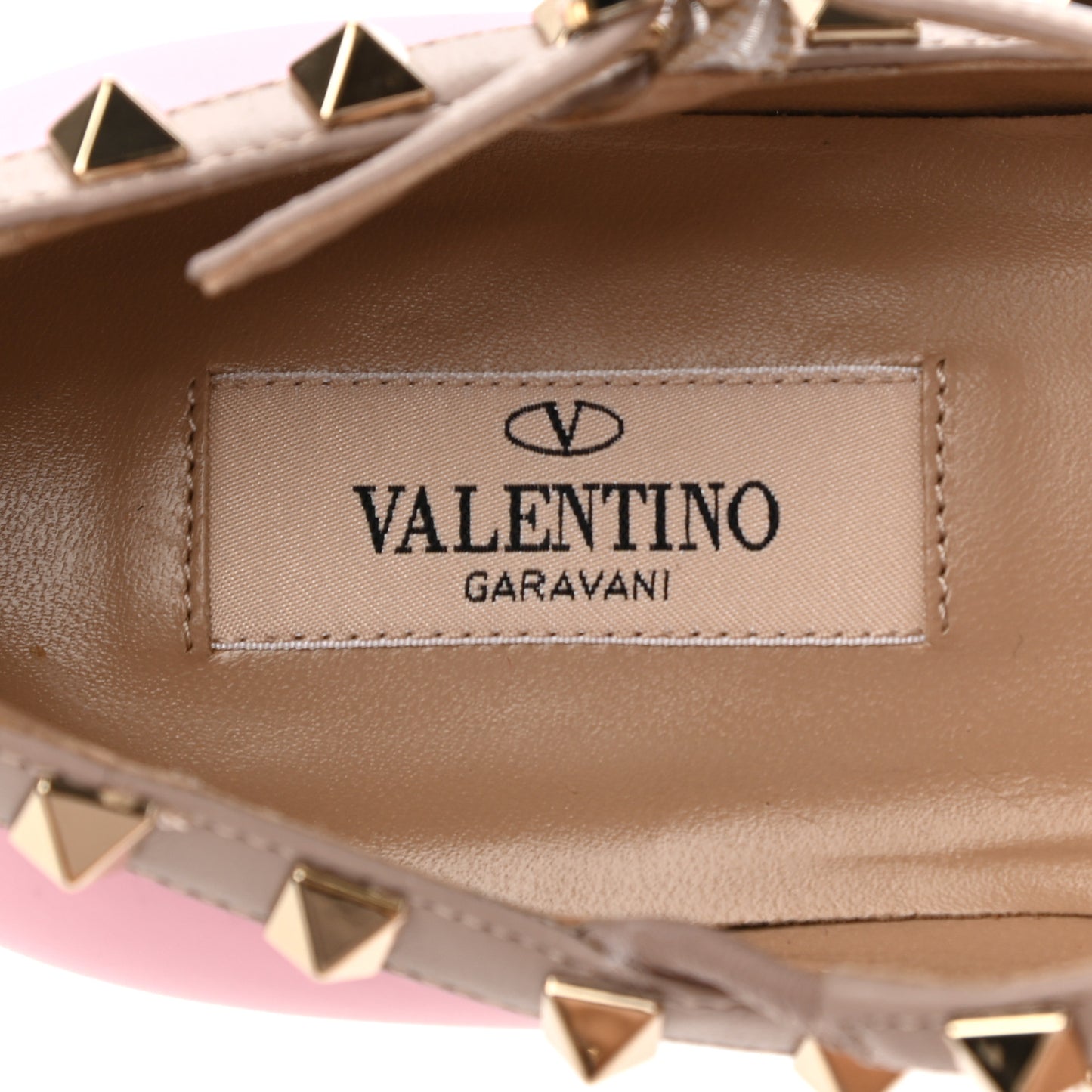 Calfskin Nappa Rockstud Cage Ballerina Flats 37 Absolute Poudre