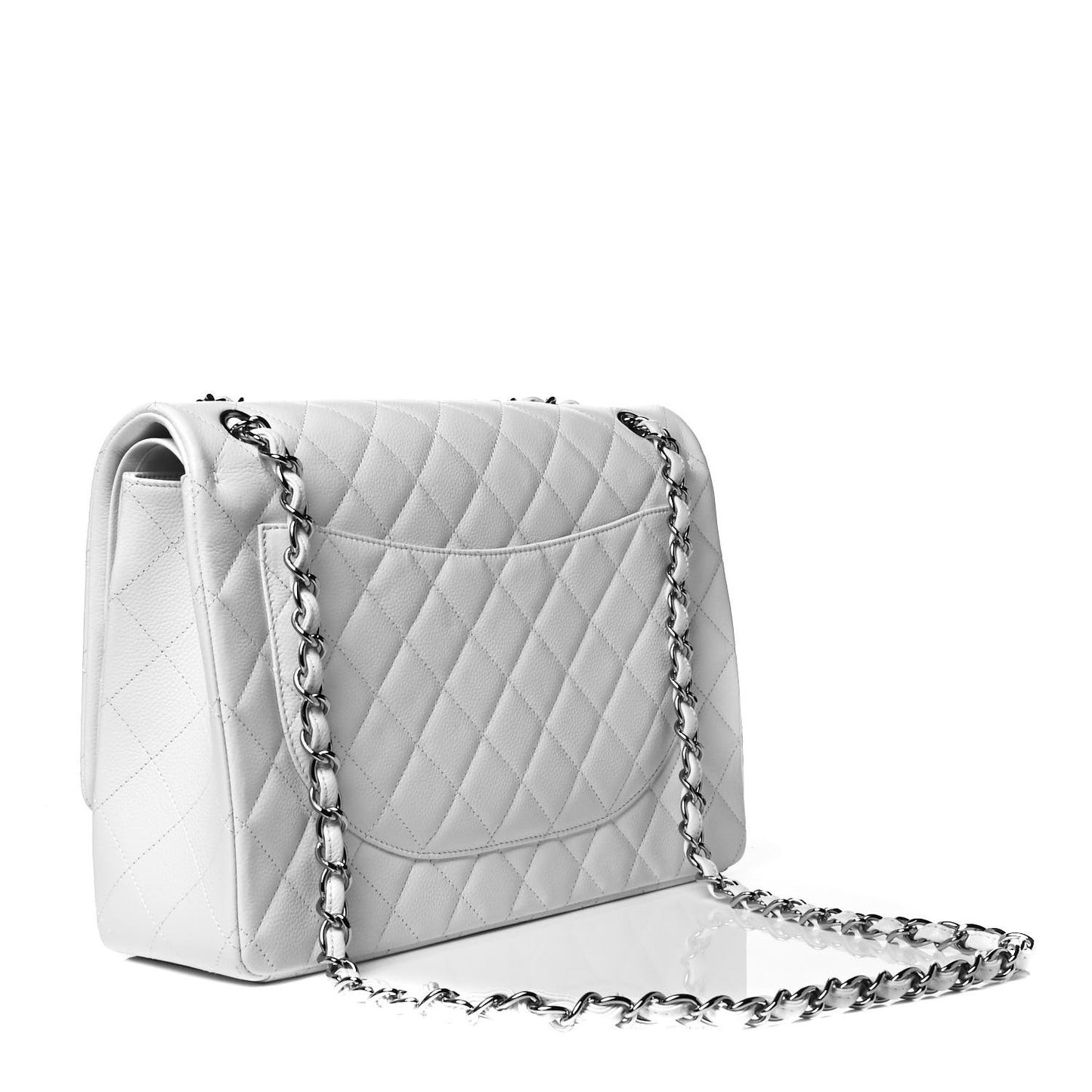 Caviar Quilted Maxi Double Flap White