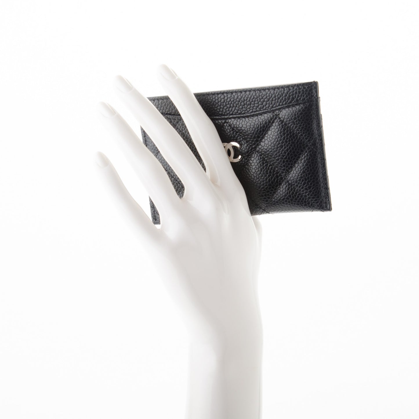 Caviar Quilted Card Holder Black
