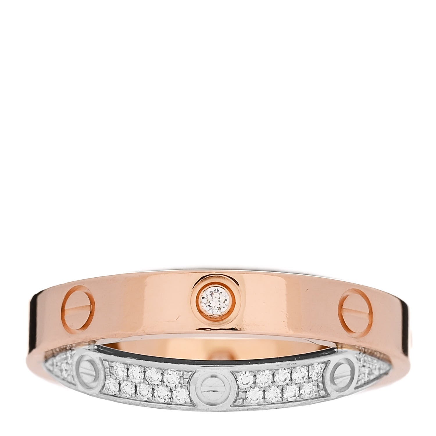 Cartier 18K Pink White Gold Diamond LOVE Pave Ring 52 6 3 of 6