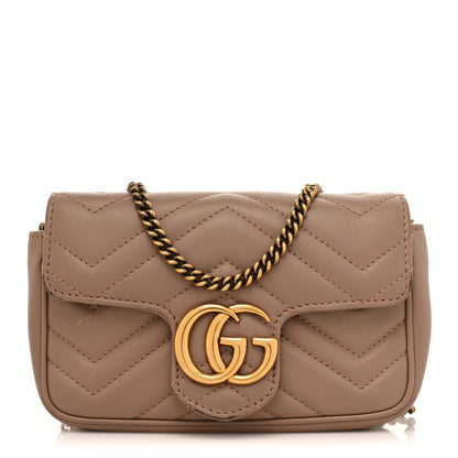Gucci Calfskin Matelasse Super Mini GG Marmont Shoulder Bag Porcelain Rose 1 of 17
