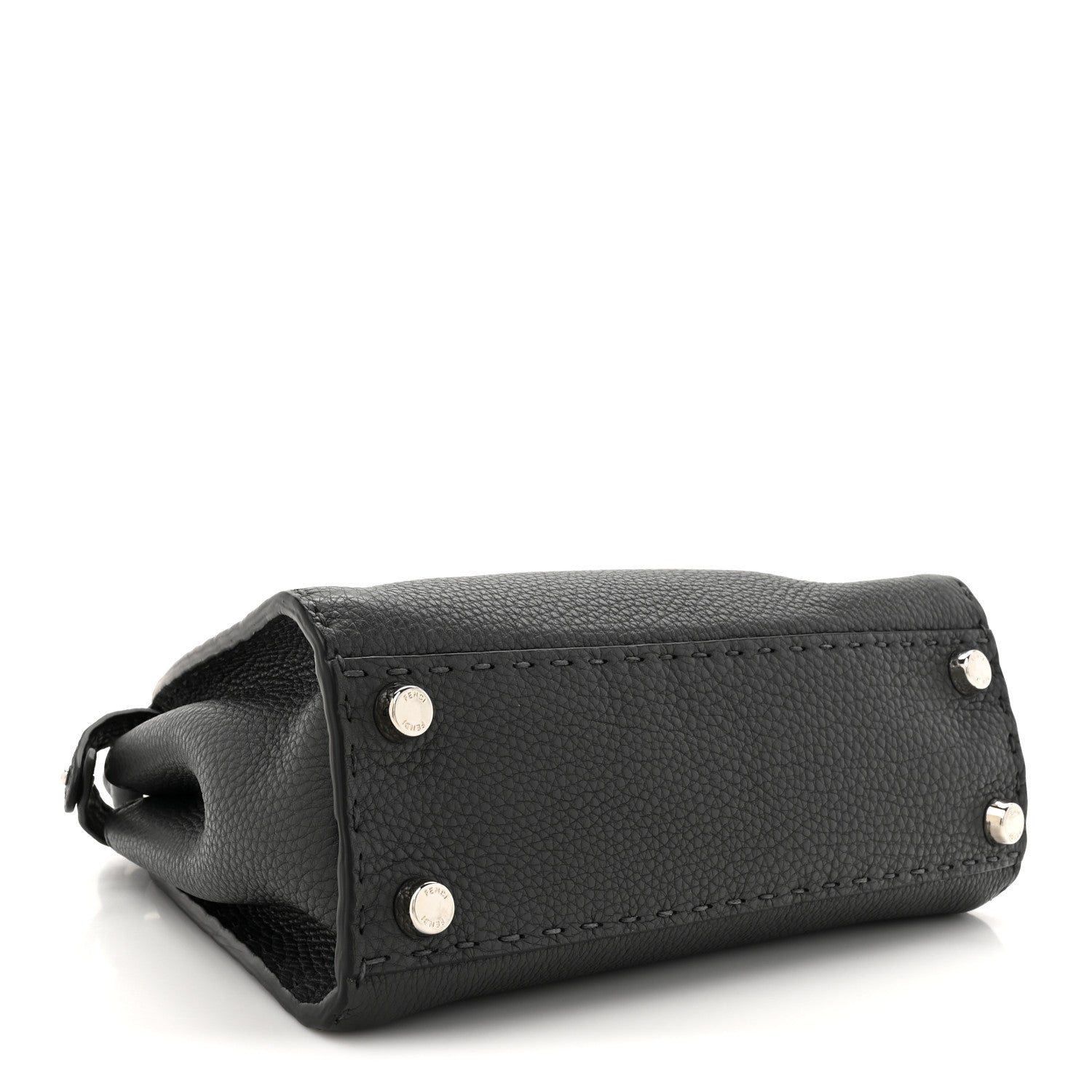 Fendi Cuoio Romano Selleria Bi-Color Mini Peekaboo Iconic Satchel Asfalto Latte 4 of 11