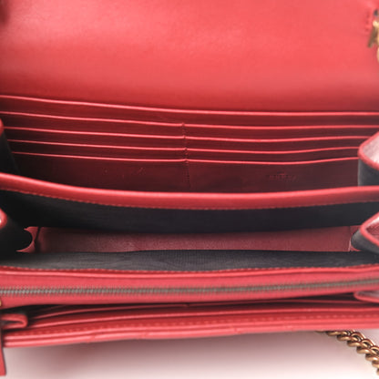 Gucci Calfskin Matelasse GG Marmont Chain Wallet Hibiscus Red 4 of 6