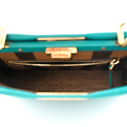 Fendi Vitello Morgan Fabric Jacquard Pequin Medium Peekaboo Iconic Satchel Lago Tobacco Black 6 of 11