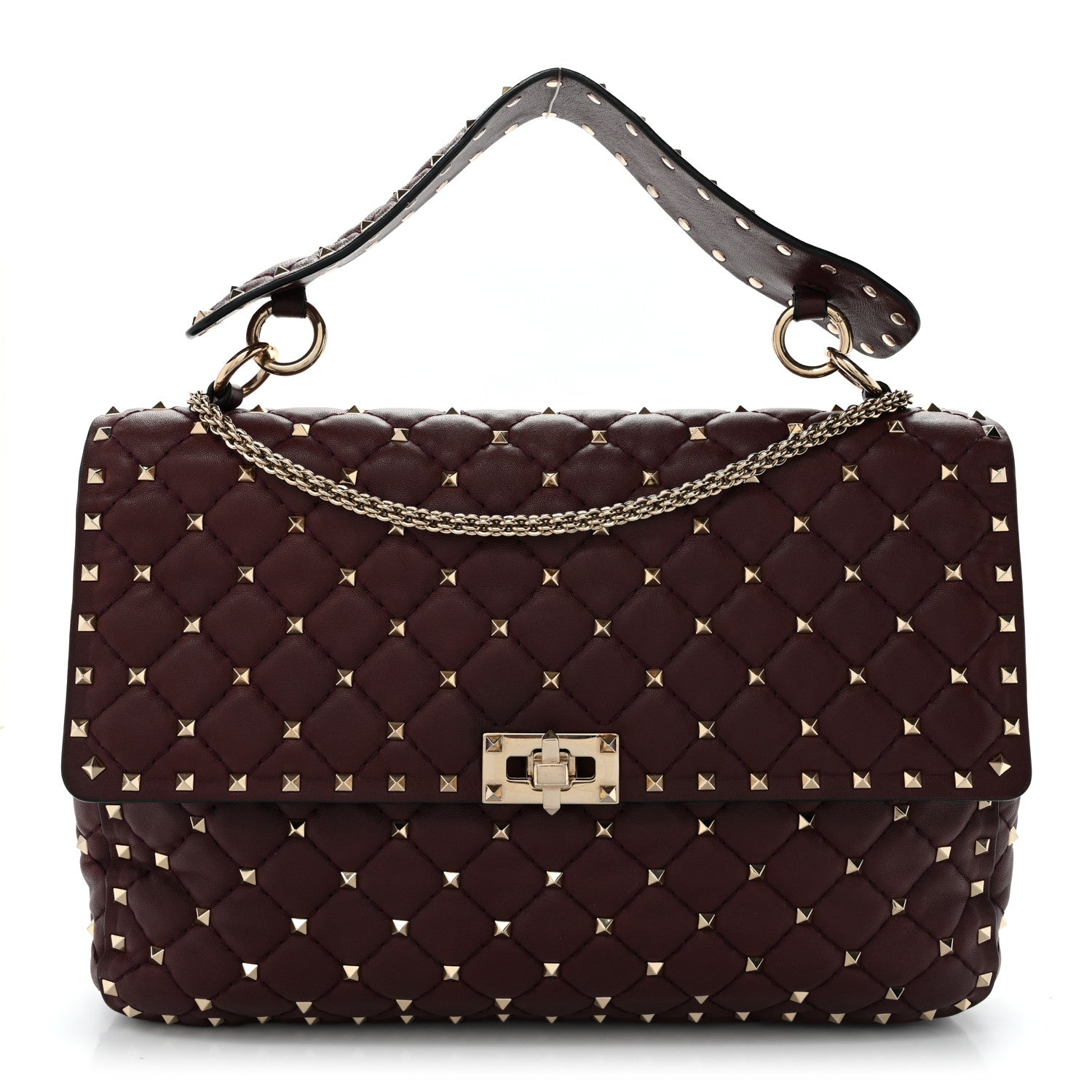 Valentino Garavani Nappa Large Rockstud Spike Shoulder Bag Rubin 1 of 10