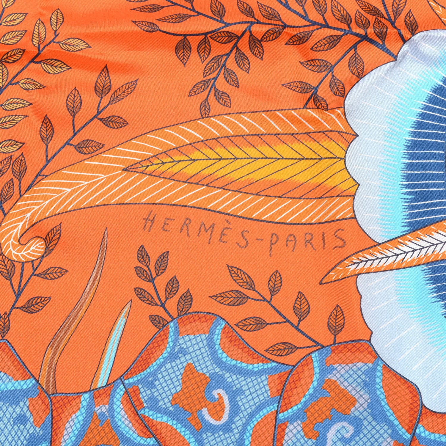 Hermes Silk Flowers of South Africa Scarf 140 Orange Turquoise Caramel 2 of 4