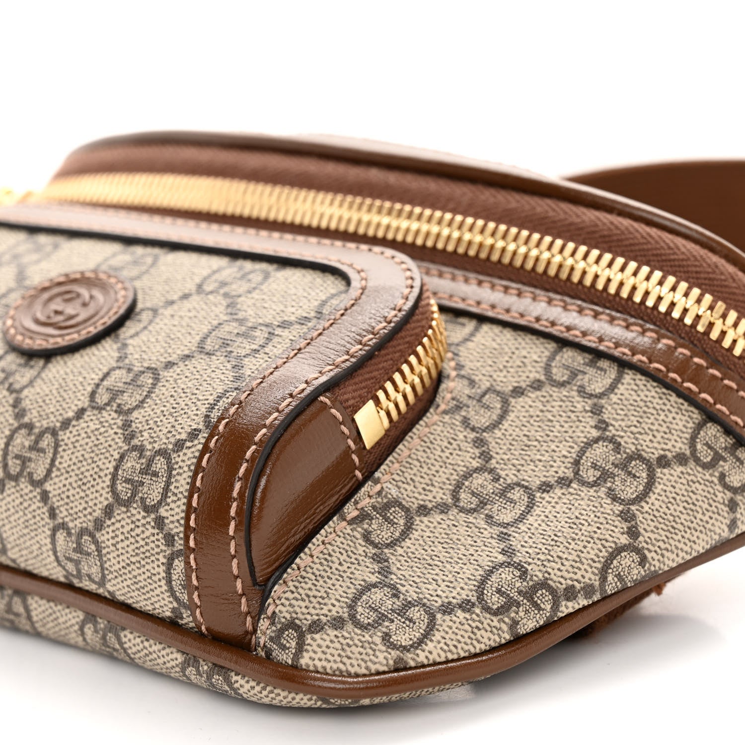 Gucci GG Supreme Monogram Textured Calfskin Retro Interlocking G Belt Bag Beige Ebony Brown Sugar 9 of 9
