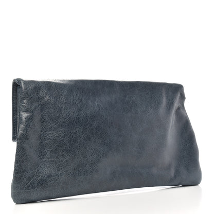 Balenciaga Agneau Giant 21 Silver Hardware Envelope Clutch Bleu Indigo 3 of 7