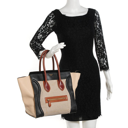 Celine Calfskin Linen Mini Tri-Color Luggage Beige 2 of 8