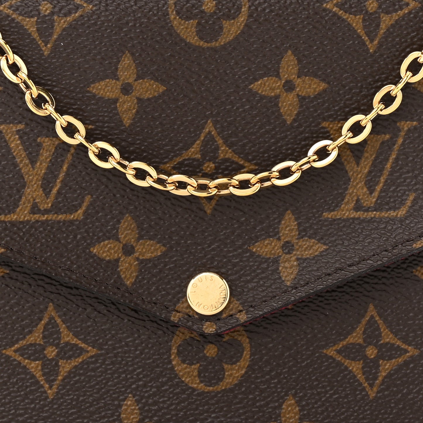 Monogram Pochette Felicie Chain Wallet Fuchsia