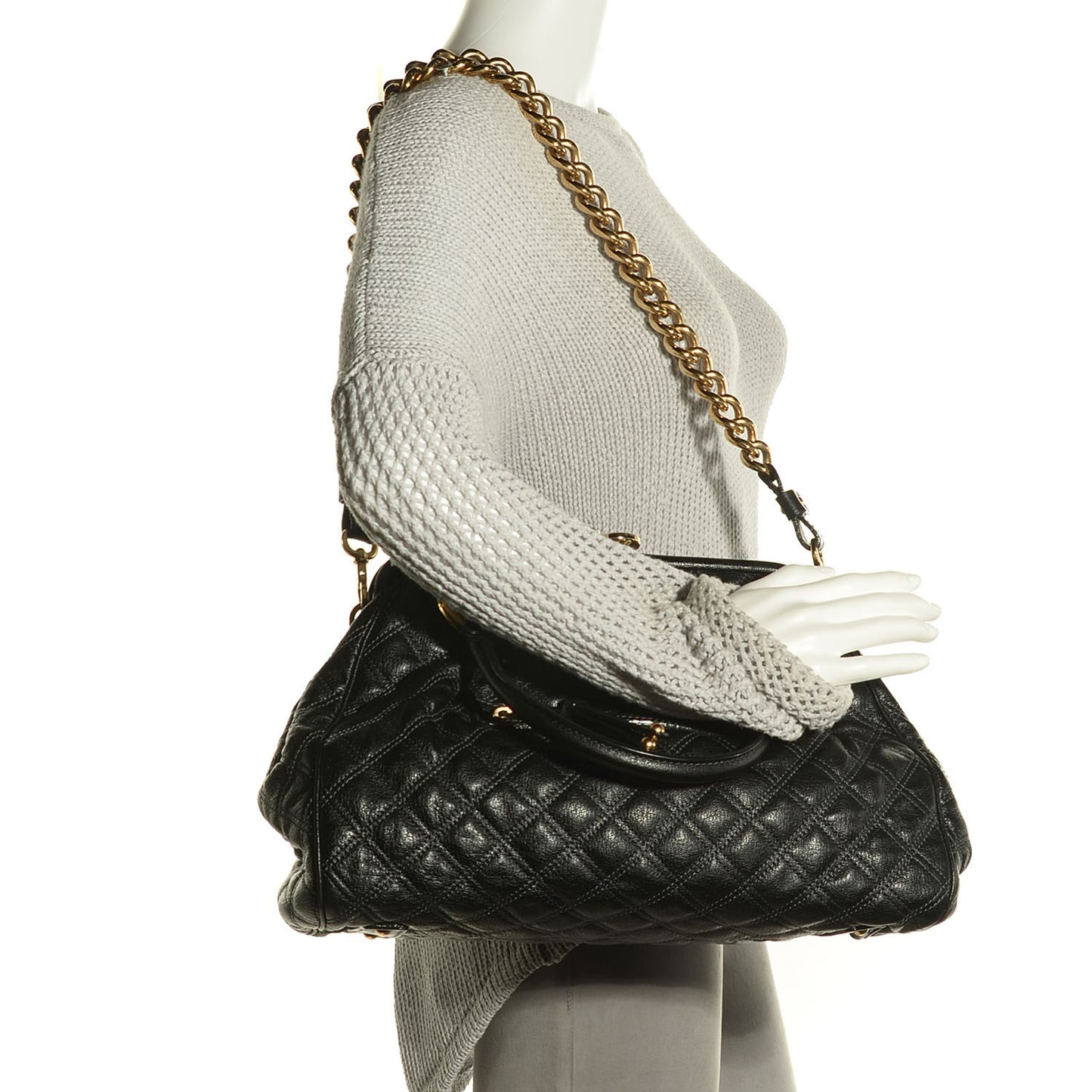 Calfskin Quilted Stam Black