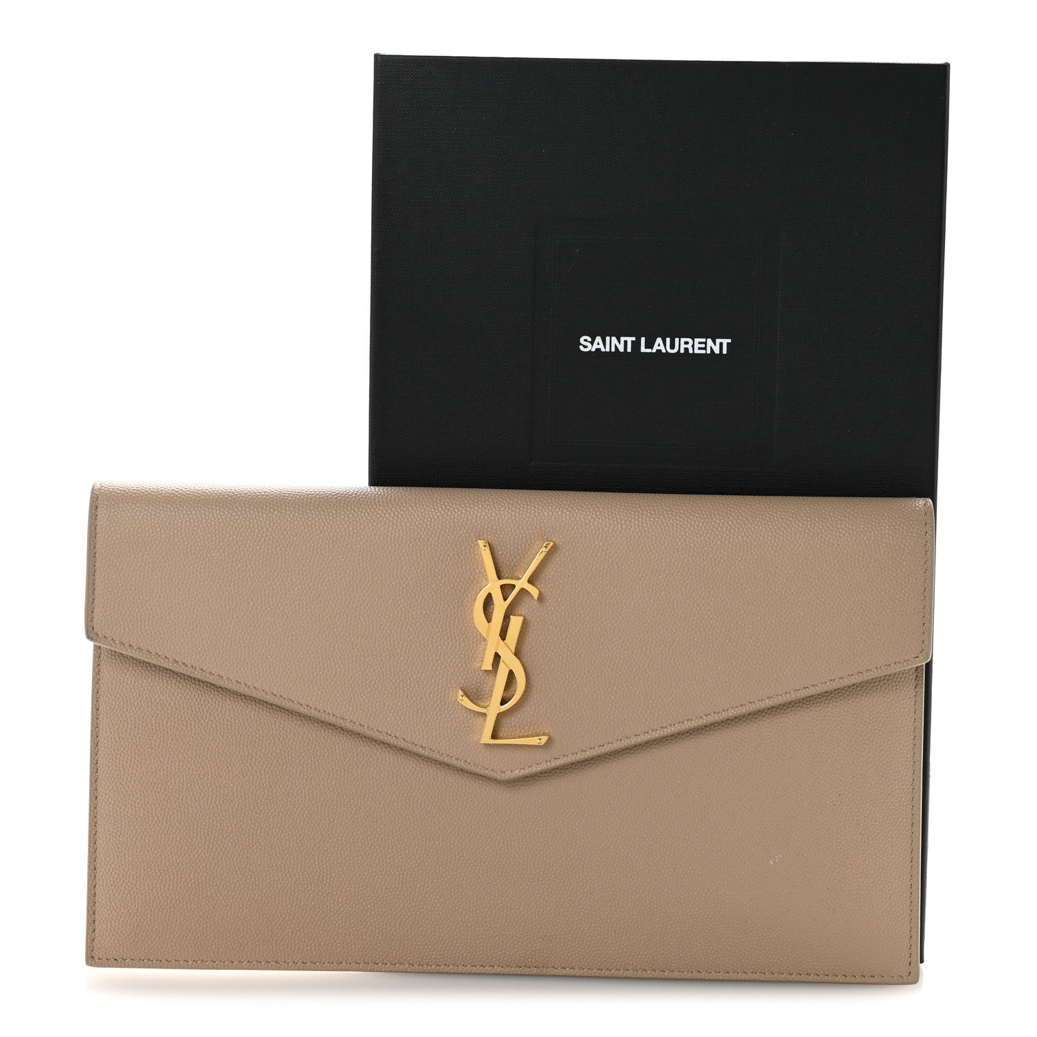 Saint Laurent Grain De Poudre Uptown Pouch Dark Beige 10 of 10