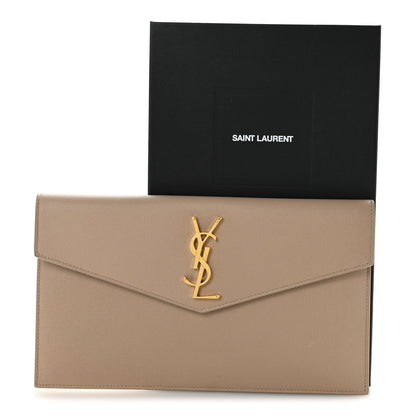 Saint Laurent Grain De Poudre Uptown Pouch Dark Beige 10 of 10
