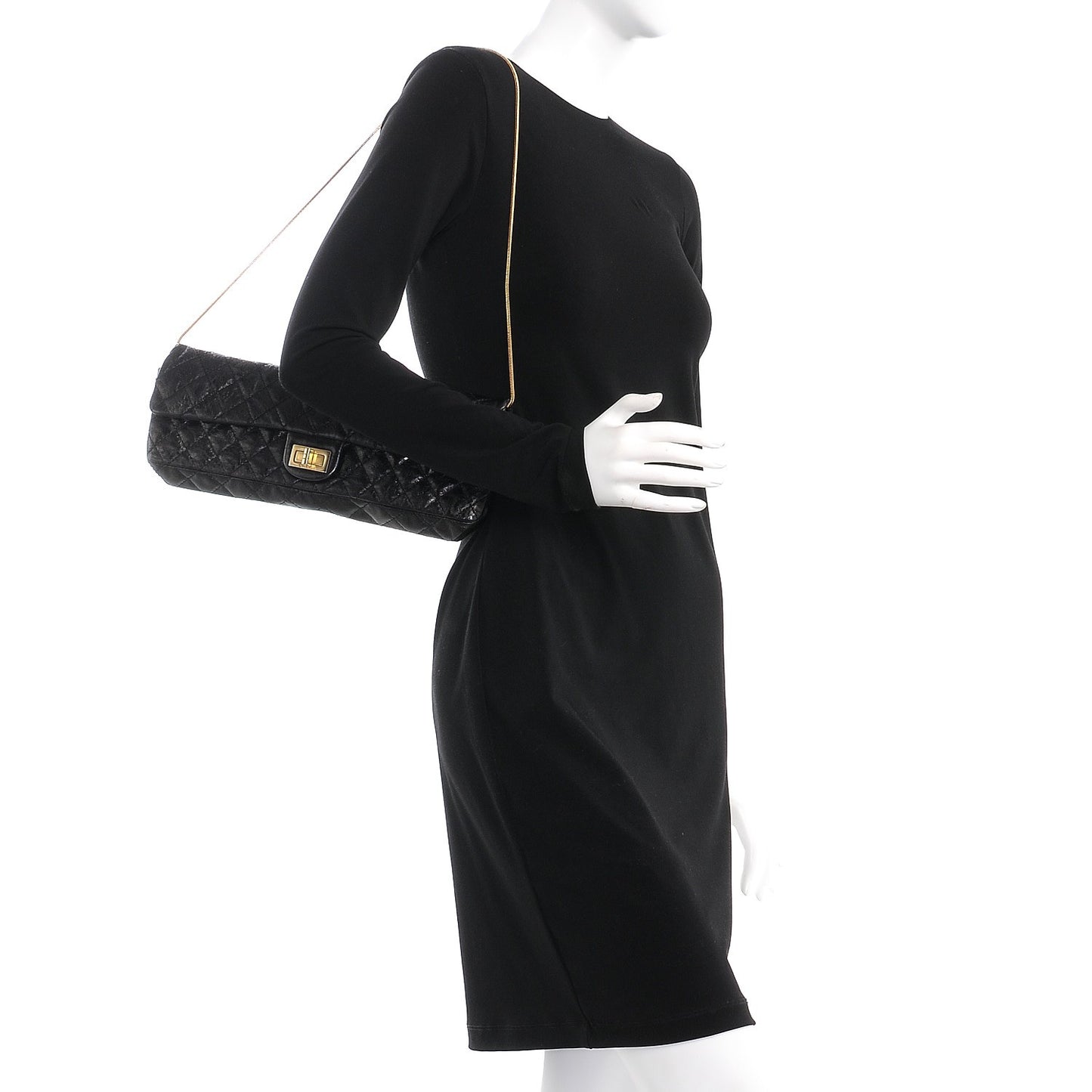 Glazed Calfskin 2.55 Reissue East West Clutch Black