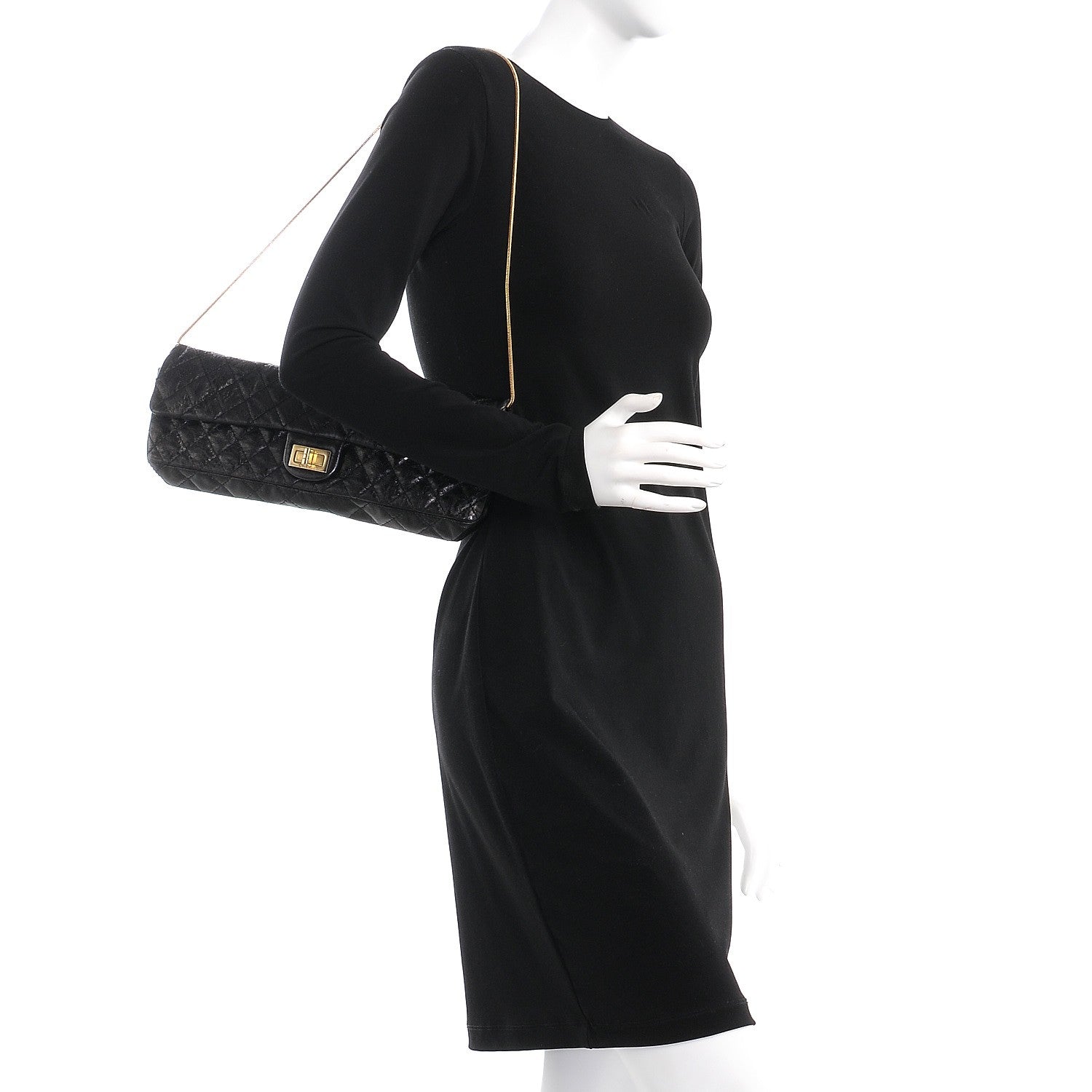 Chanel Glazed Calfskin 2.55 Reissue East West Clutch Black 2 of 8