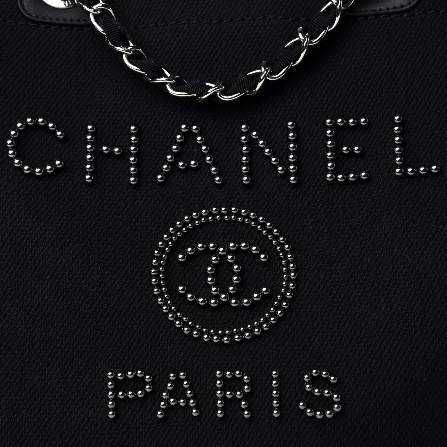 Canvas Pearl Medium Deauville Tote Black