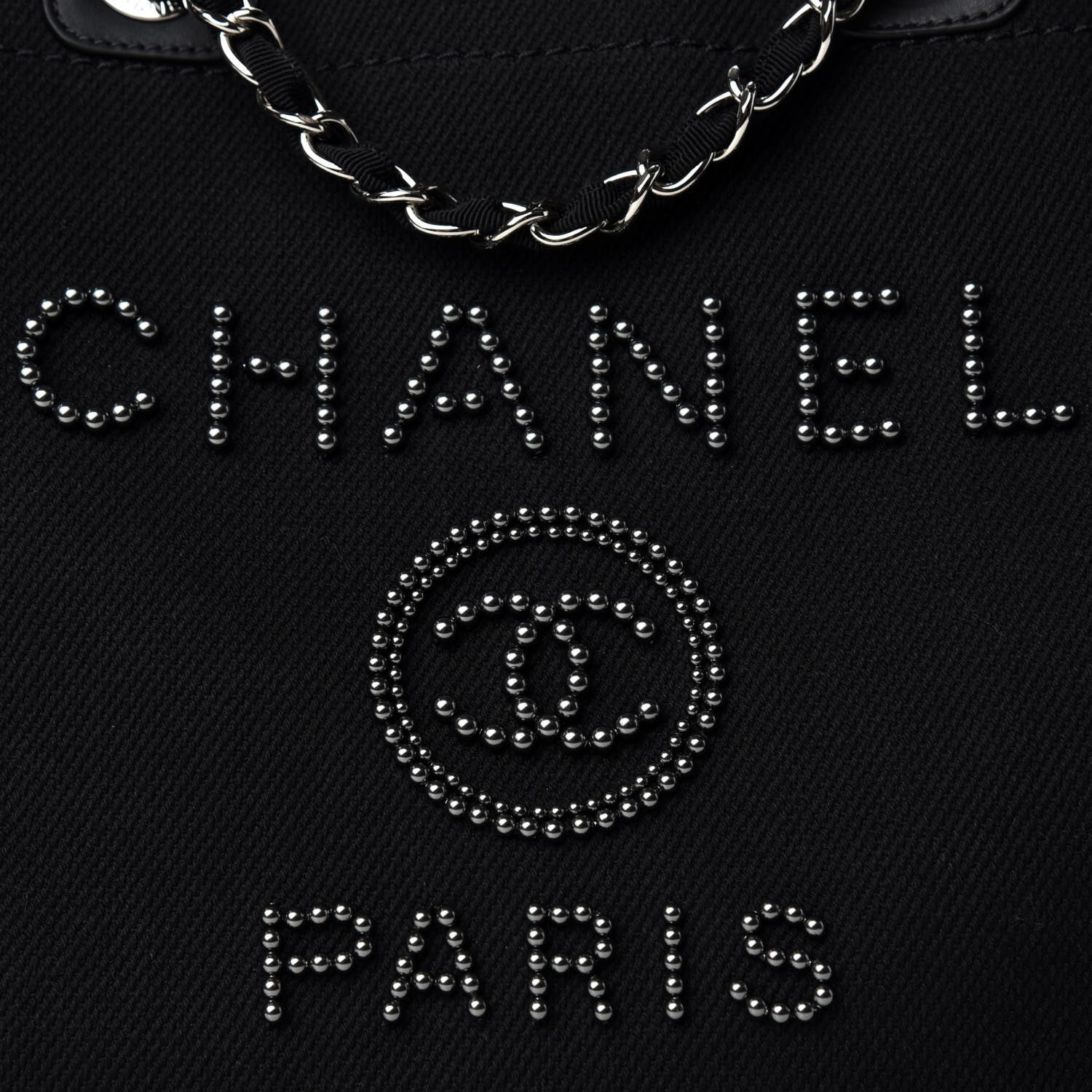 Chanel Canvas Pearl Medium Deauville Tote Black 10 of 11