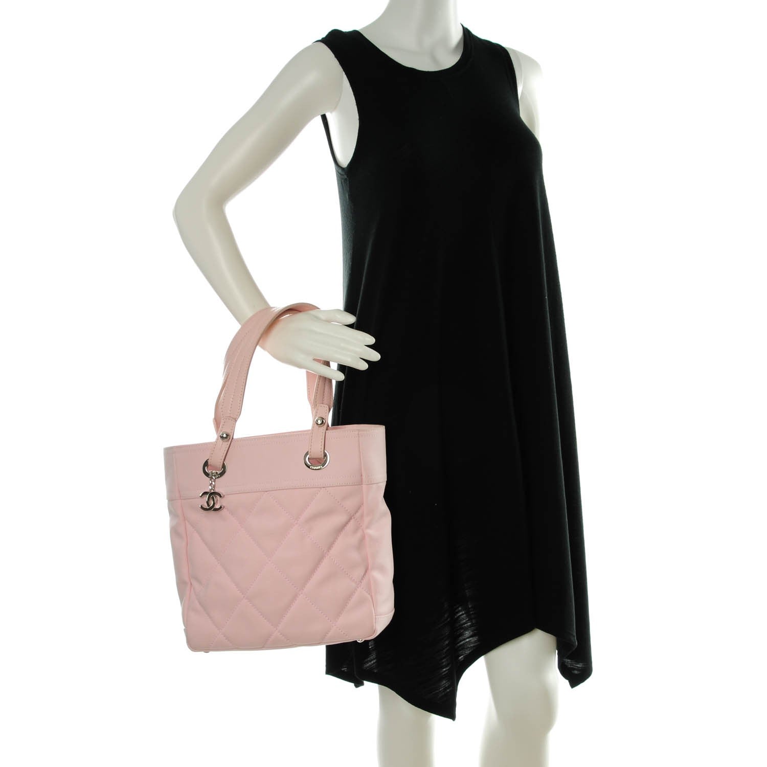 Chanel Coated Canvas Quilted Small Paris Biarritz Tote Light Pink 2 of 7