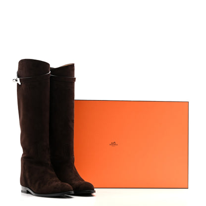 Hermes Supple Suede Goatskin Kelly Jumping Boots 39 Marron Ebene 10 of 10