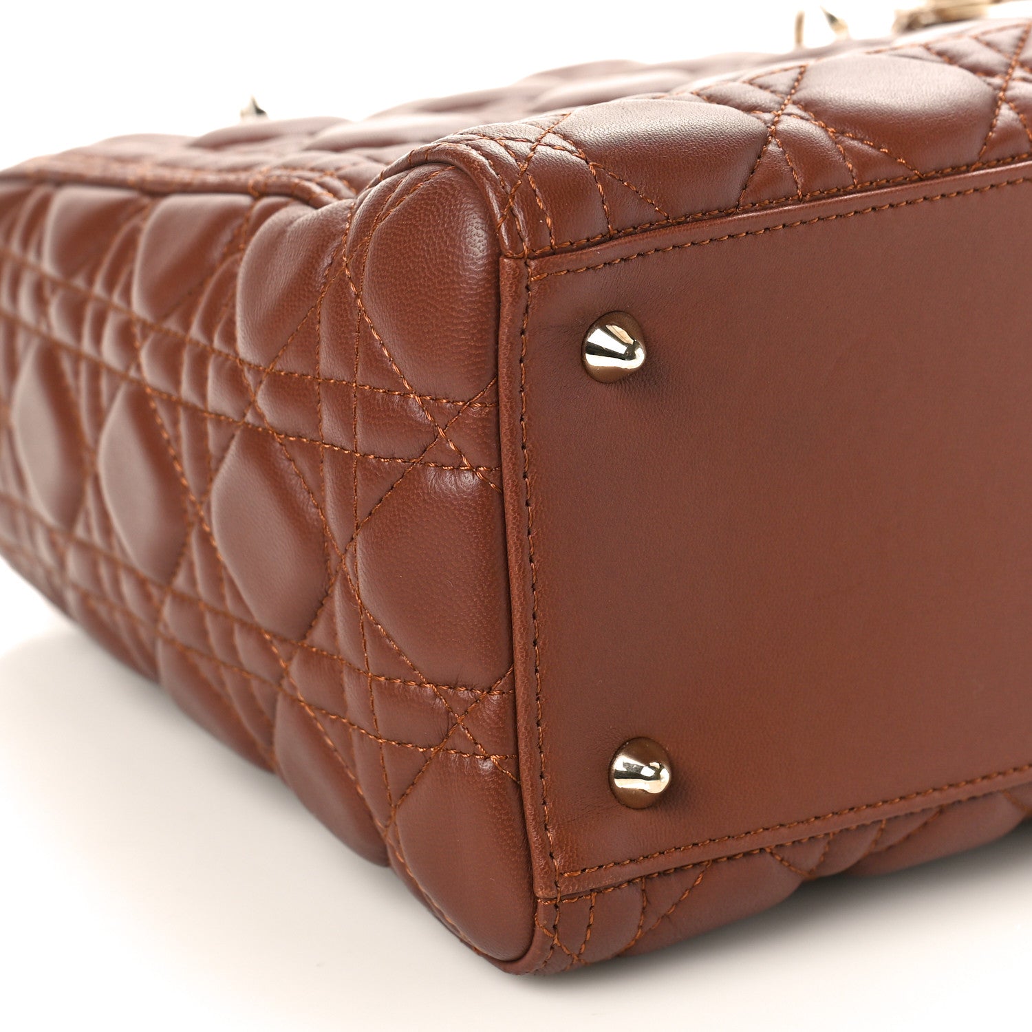 Christian Dior Lambskin Cannage Medium Lady Dior Brown 8 of 15