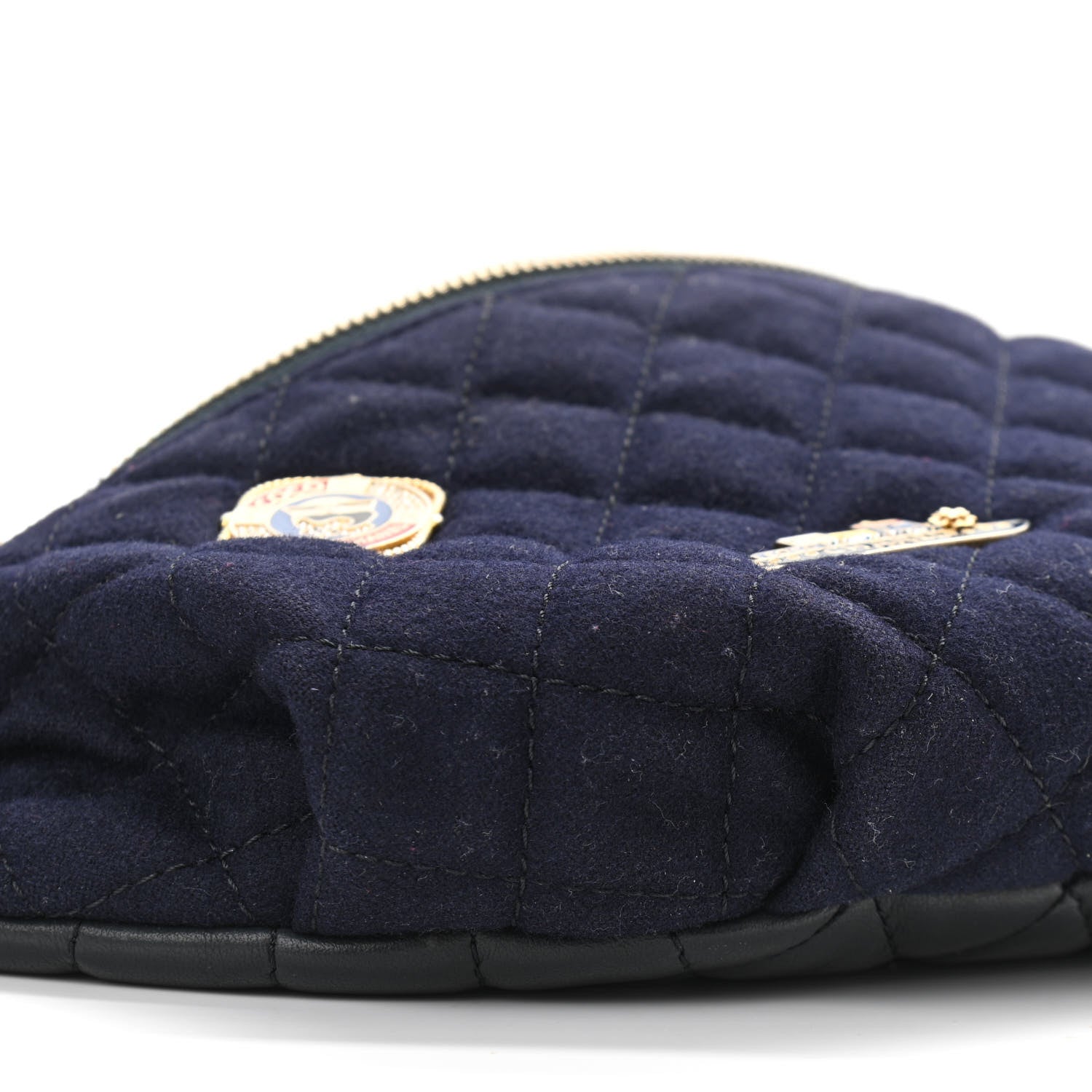 Chanel Wool Lambskin Quilted Paris Hamburg Charms Waist Bag Dark Navy 8 of 10