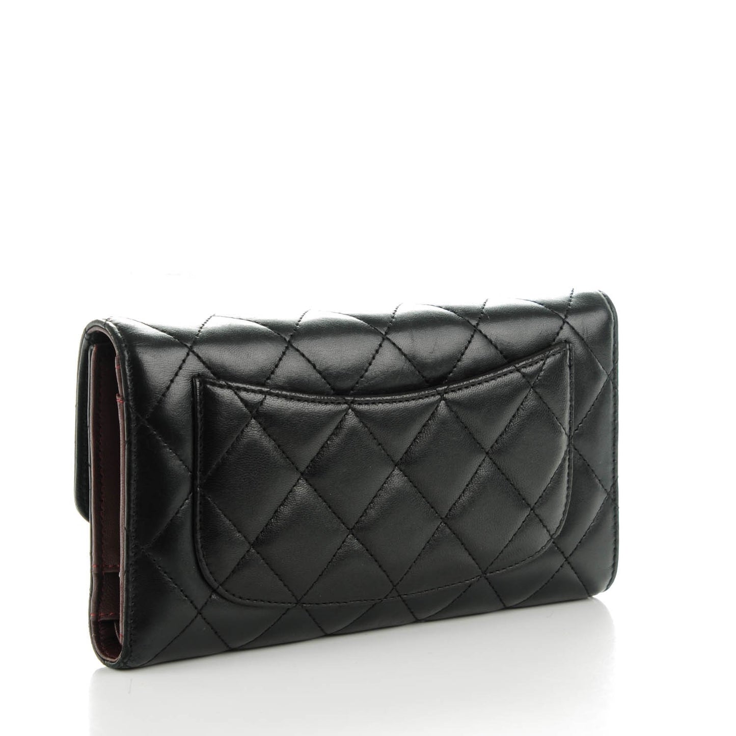 Lambskin Quilted Large Flap Wallet Black