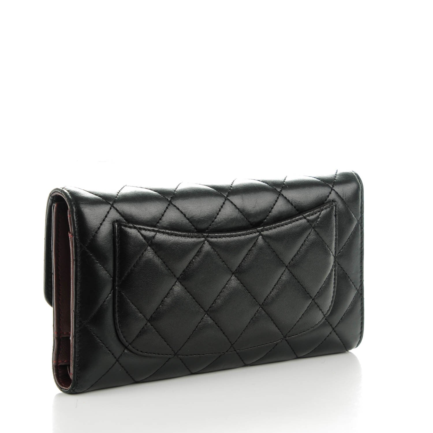 Chanel Lambskin Quilted Large Flap Wallet Black 3 of 8