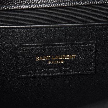 Saint Laurent Grain De Poudre Textured Mixed Matelasse Triquilt Medium Monogram Satchel Black 6 of 10