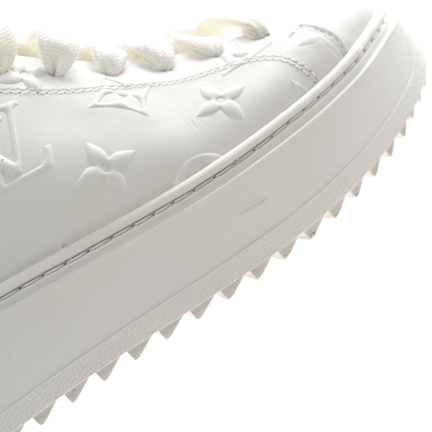 Lambskin Embossed Monogram Time Out Sneakers 36 White