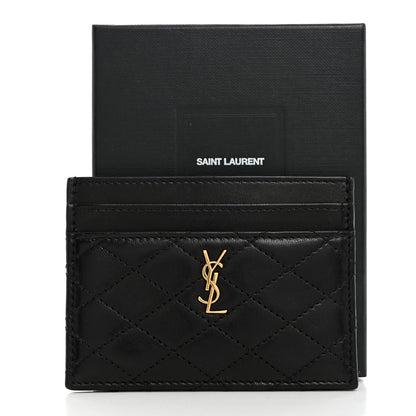 Saint Laurent Lambskin Quilted Monogram Gaby Card Case Black 8 of 8