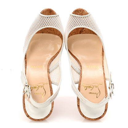 Christian Louboutin Cork Fishnet Madamoiselle Marchand 120 Pumps 37 White 2 of 9