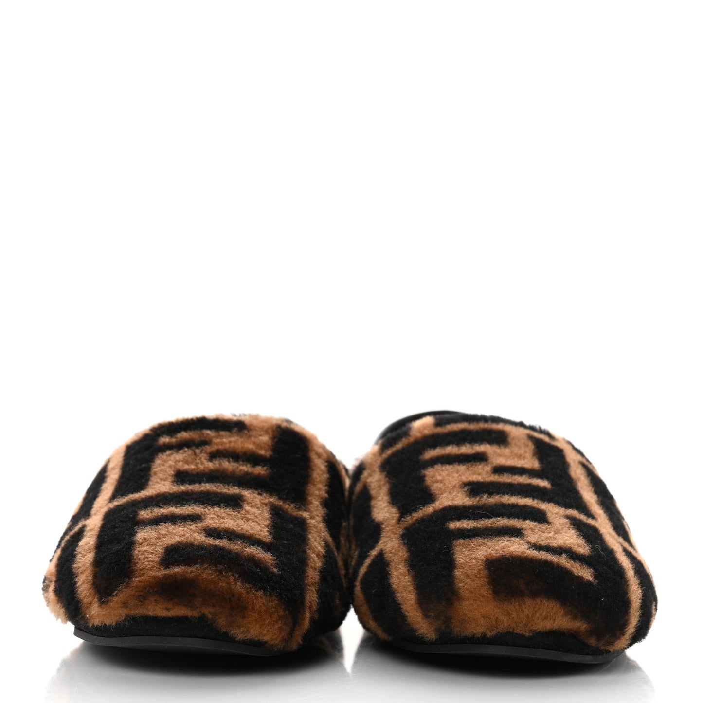 Shearling Nappa FF Slippers 38 Tobacco Black
