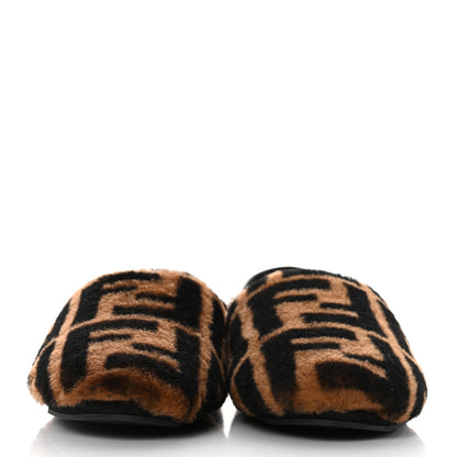 Fendi Shearling Nappa FF Slippers 38 Tobacco Black 2 of 8