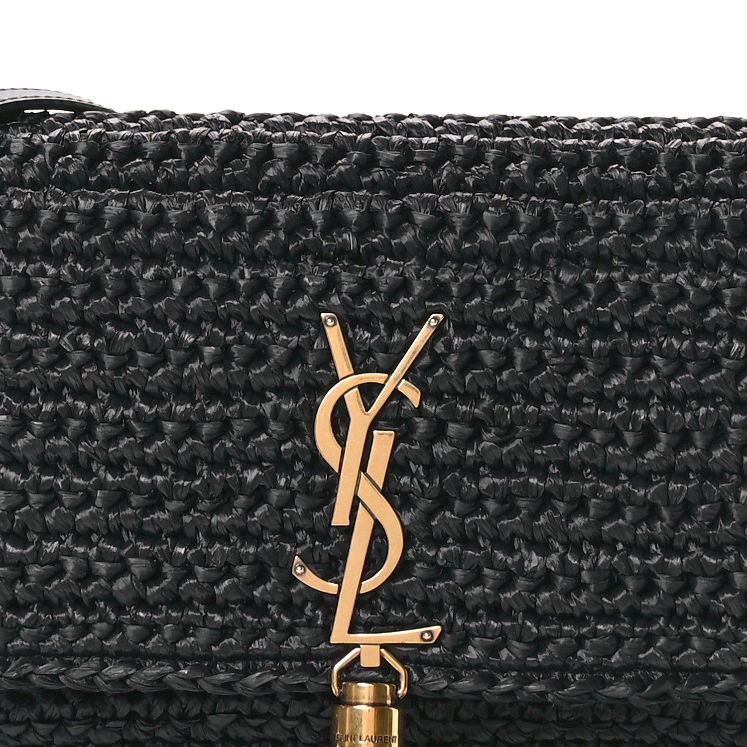 Saint Laurent Raffia Monogram Tassel Kate 99 Black 8 of 11