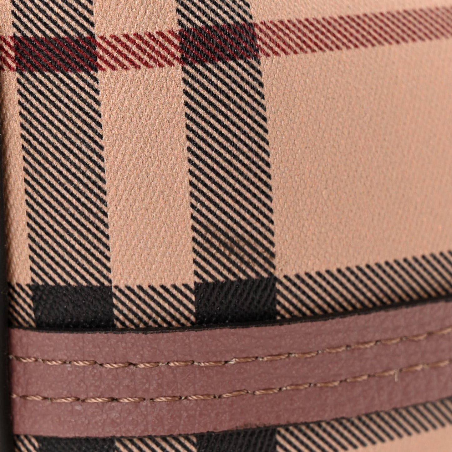 Grainy Calfskin Haymarket Check Medium Reversible Tote Dusty Pink